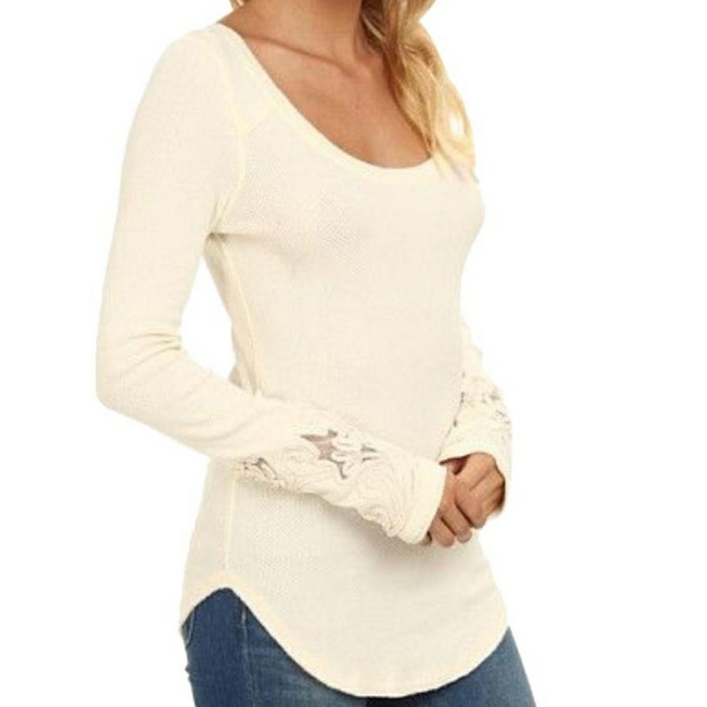 Free people Masquerade Cuff Thermal Blouse